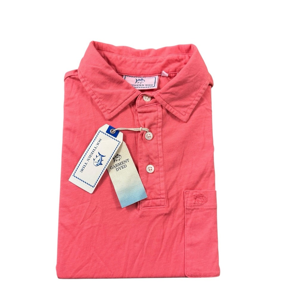Southern Tide Garment Dyed Red Cotton Polo Shirt Mens Small 3710 NWT
